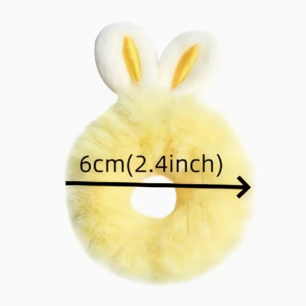 Fluffy Bunny Ear Hair Ties Pink Barbiecore Faux Fur Rabbit Set 2pc Scrunchies
